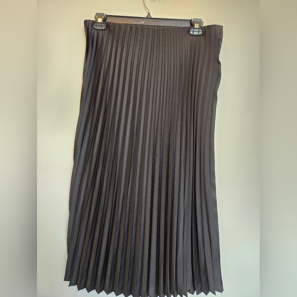 Black Pleated Satin JCREW Tea Length Skirt L